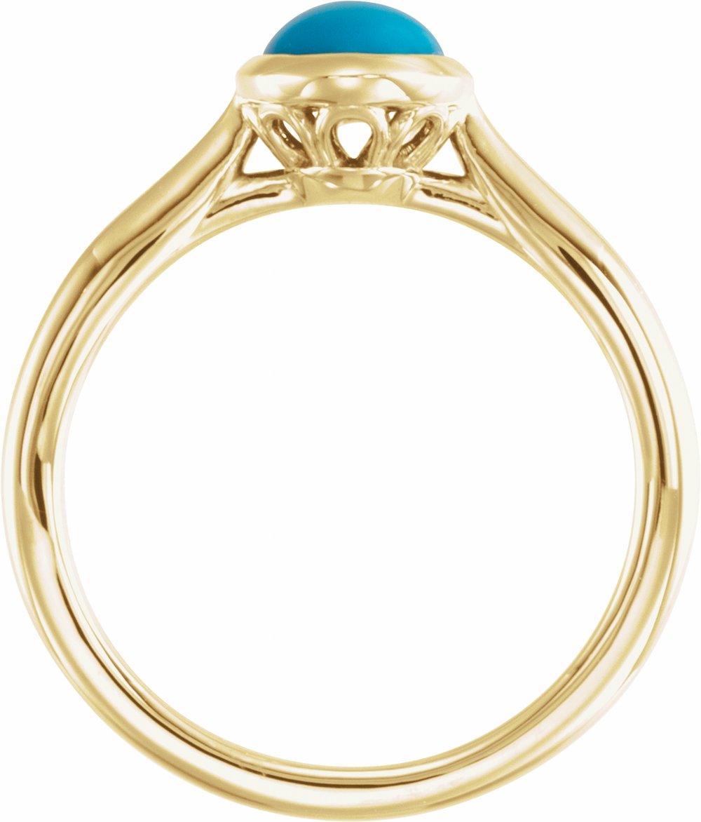 14K Yellow Gold 8x6 mm Natural Turquoise Cabochon Ring