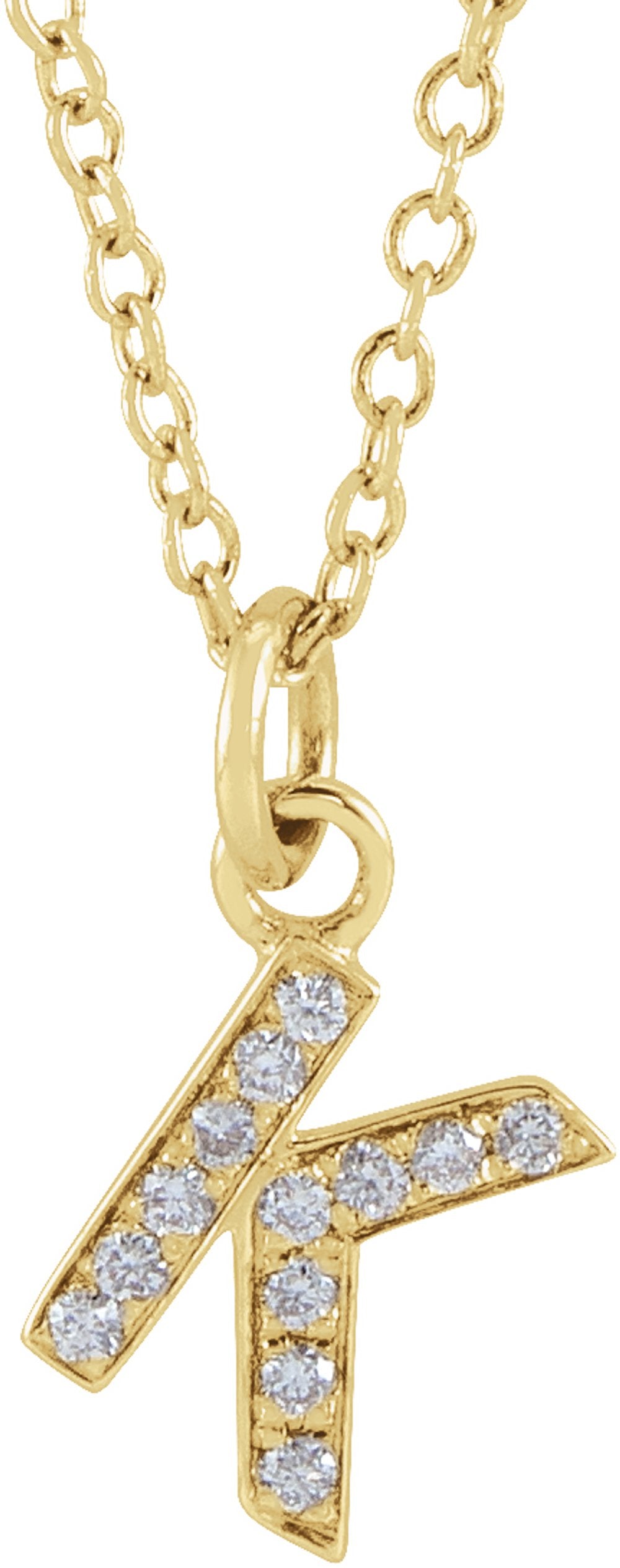 14K Yellow Gold .045 CTW Natural Diamond Petite Initial K 16-18" Necklace