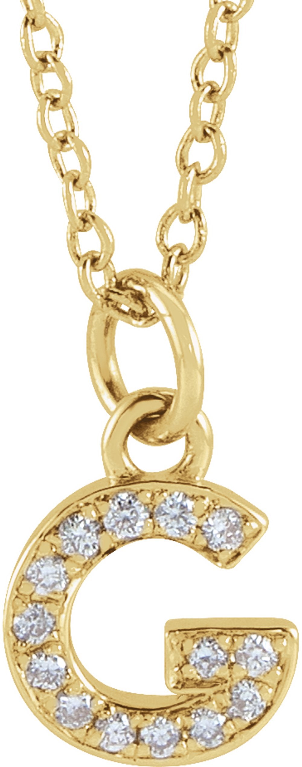14K Yellow Gold .05 CTW Natural Diamond Petite Initial G 16-18" Necklace