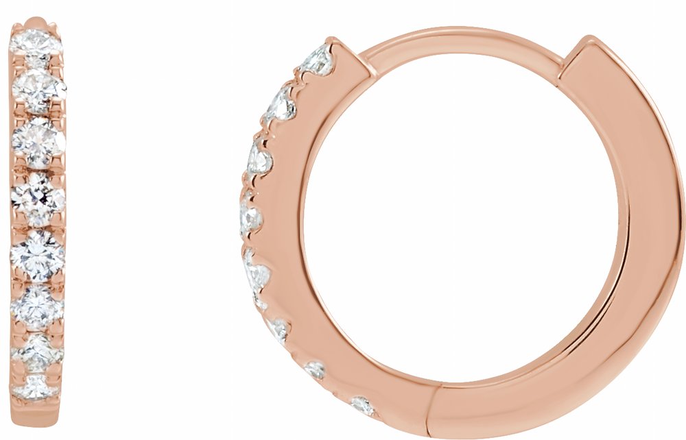 14K Rose Gold 1/5 CTW Lab-Grown Diamond 12 mm Hoop Earrings