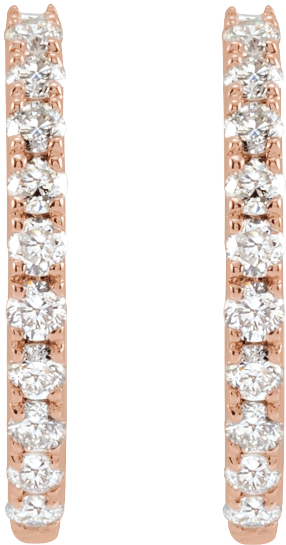 14K Rose Gold 1/4 CTW Lab-Grown Diamond 14 mm Hoop Earrings