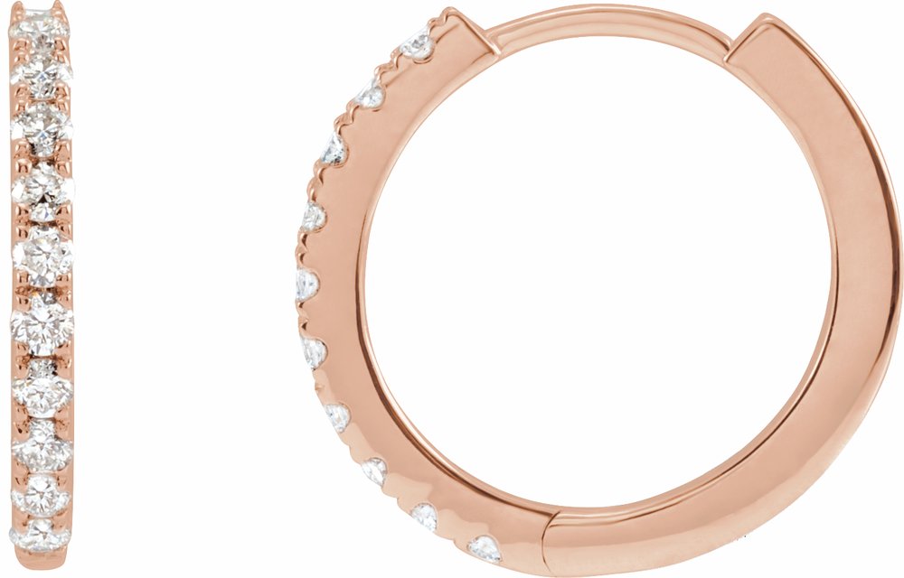14K Rose Gold 1/4 CTW Lab-Grown Diamond 14 mm Hoop Earrings