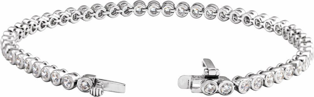 14K White Gold 3 1/2 CTW Lab-Grown Diamond Bezel-Set 7" Bracelet