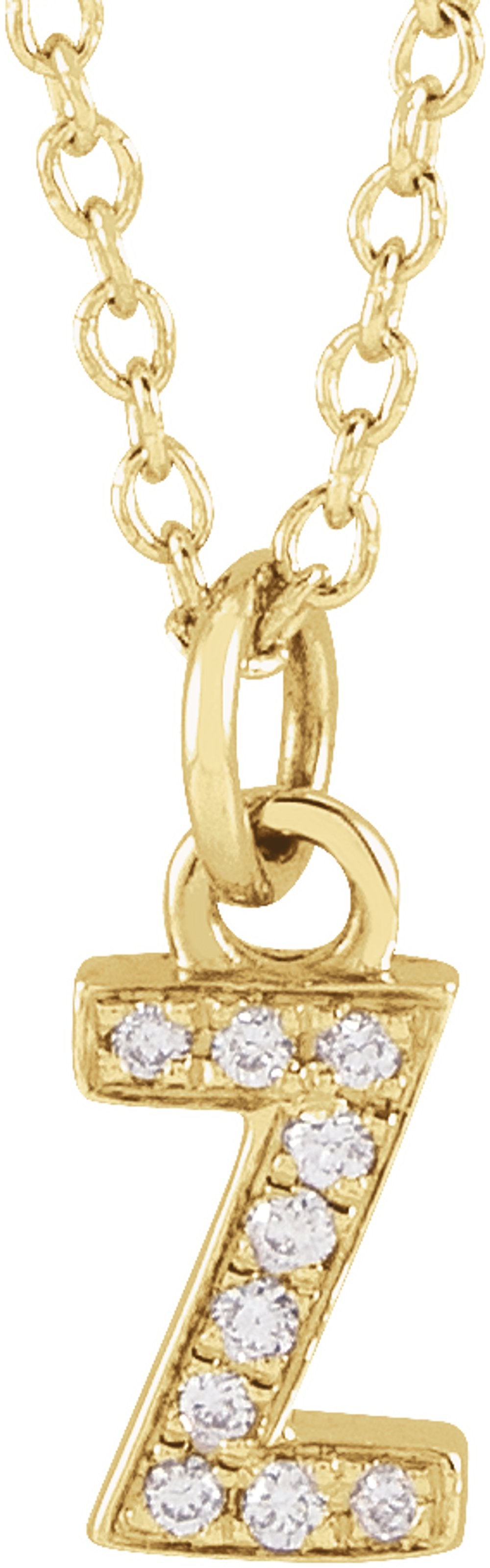 14K Yellow Gold .03 CTW Natural Diamond Petite Initial Z 16-18" Necklace