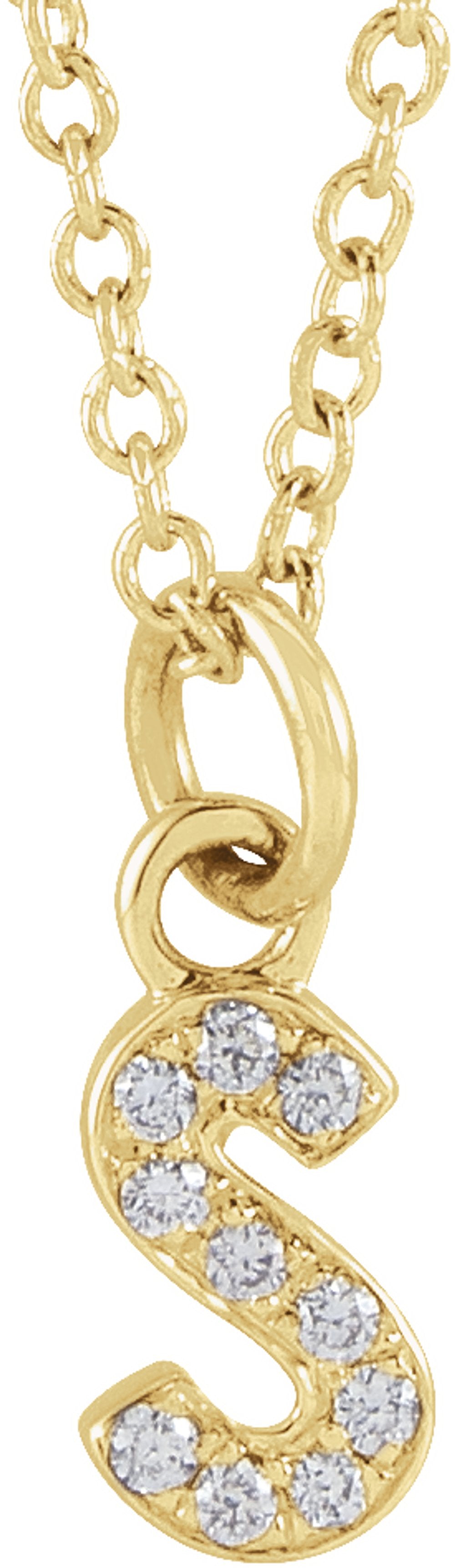 14K Yellow Gold .04 CTW Natural Diamond Petite Initial S 16-18" Necklace