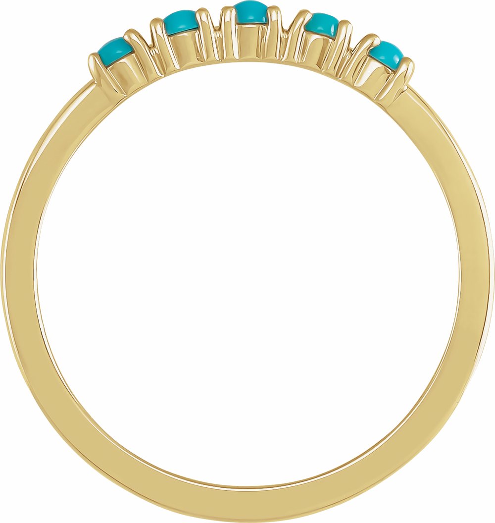 14K Yellow Gold Natural Turquoise Cabochon Stackable Ring
