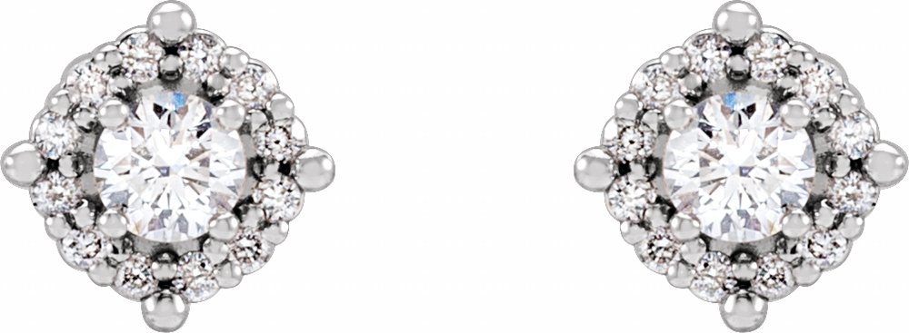 14K White Gold 1/6 CTW Natural Diamond Halo-Style Earrings