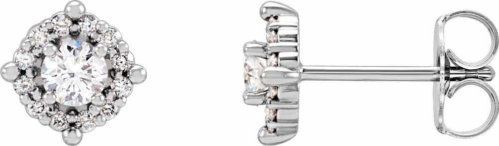 14K White Gold 1/6 CTW Natural Diamond Halo-Style Earrings