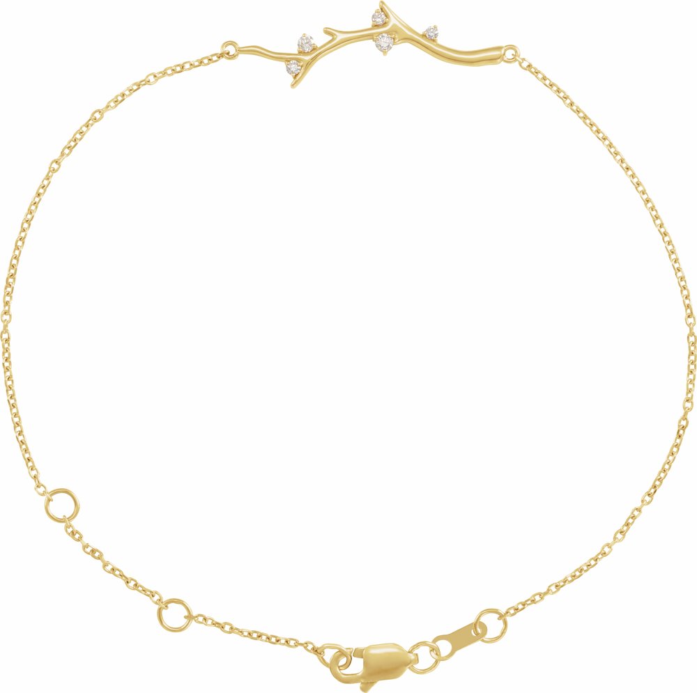 14K Yellow Gold .06 CTW Natural Diamond Branch Bar 6 1/2-7 1/2" Bracelet