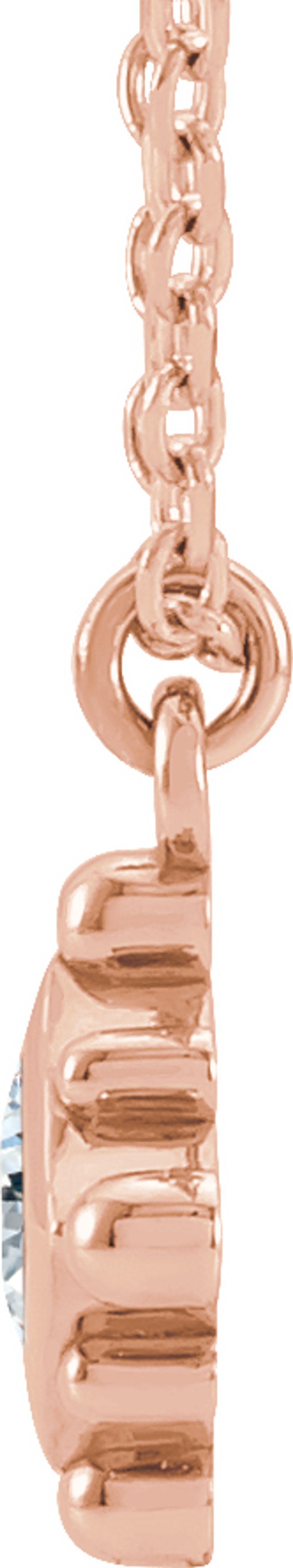 14K Rose Gold 1/10 CT Natural Diamond Bezel-Set Beaded 16-18" Necklace