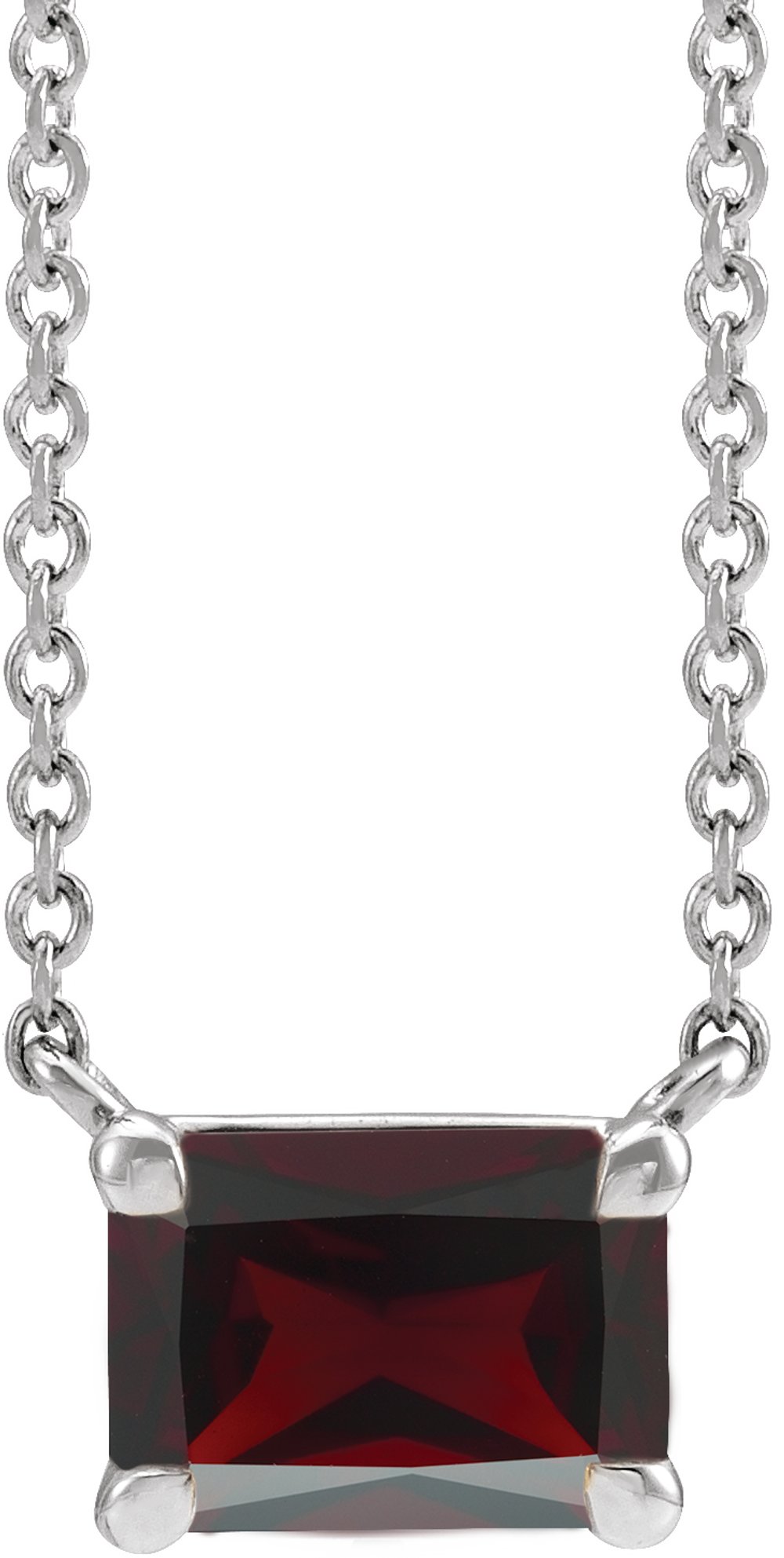 14K White Gold Natural Mozambique Garnet 18" Necklace