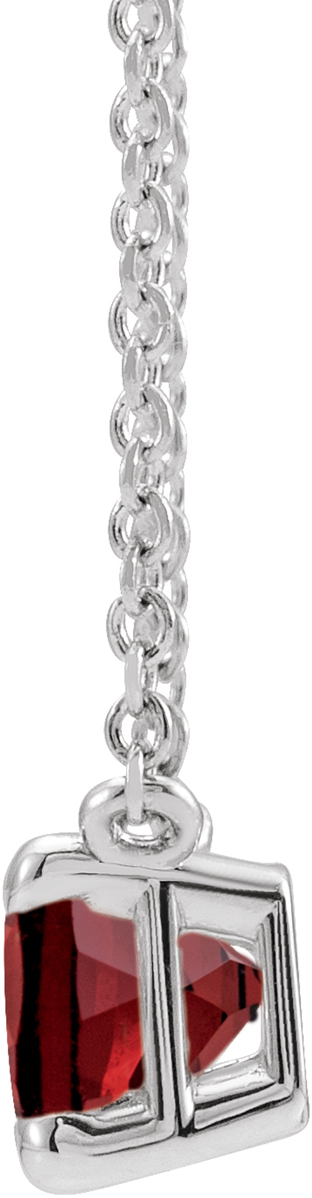 14K White Gold Natural Mozambique Garnet 18" Necklace