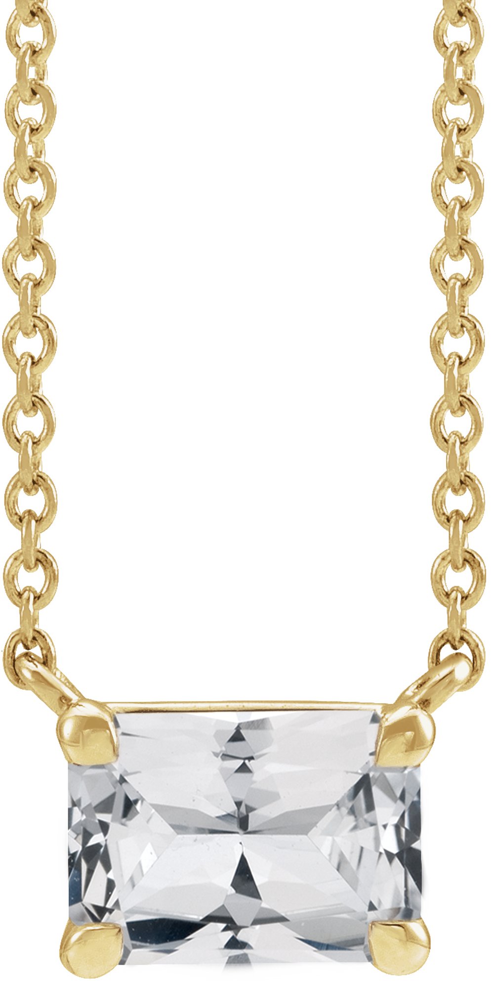 14K Yellow Gold Natural White Sapphire 18" Necklace