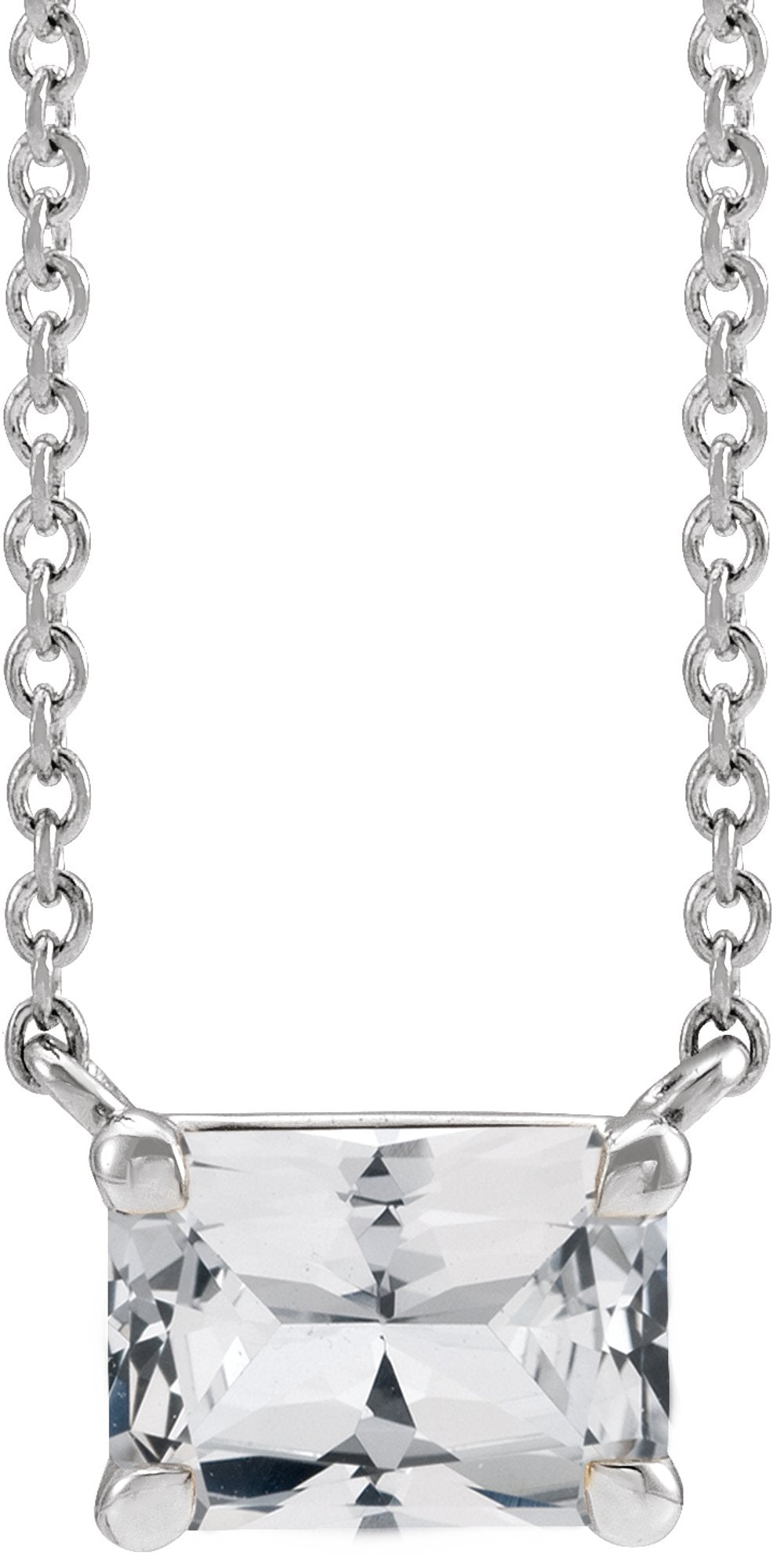 14K White Gold Natural White Sapphire 18" Necklace