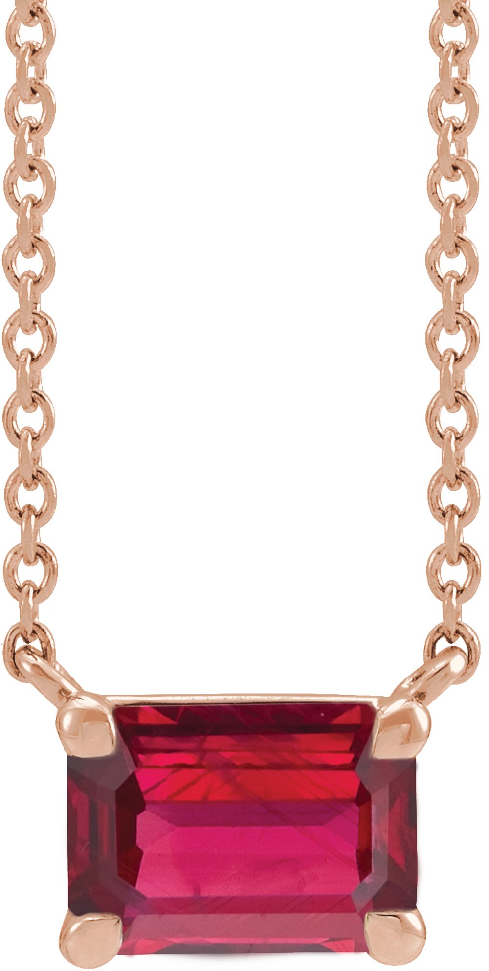 14K Rose Gold Lab-Grown Ruby 18" Necklace