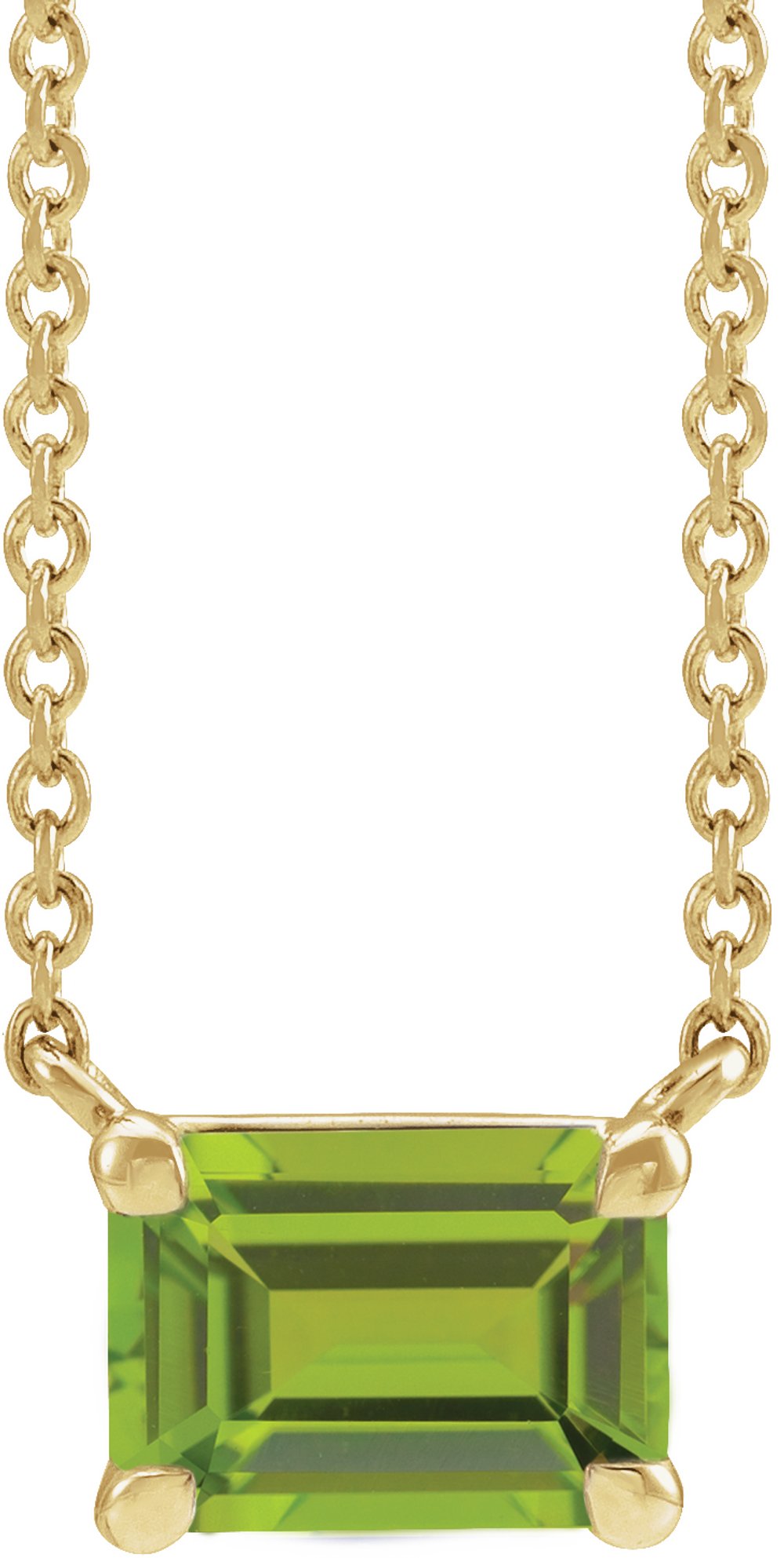 14K Yellow Gold Natural Peridot 18" Necklace