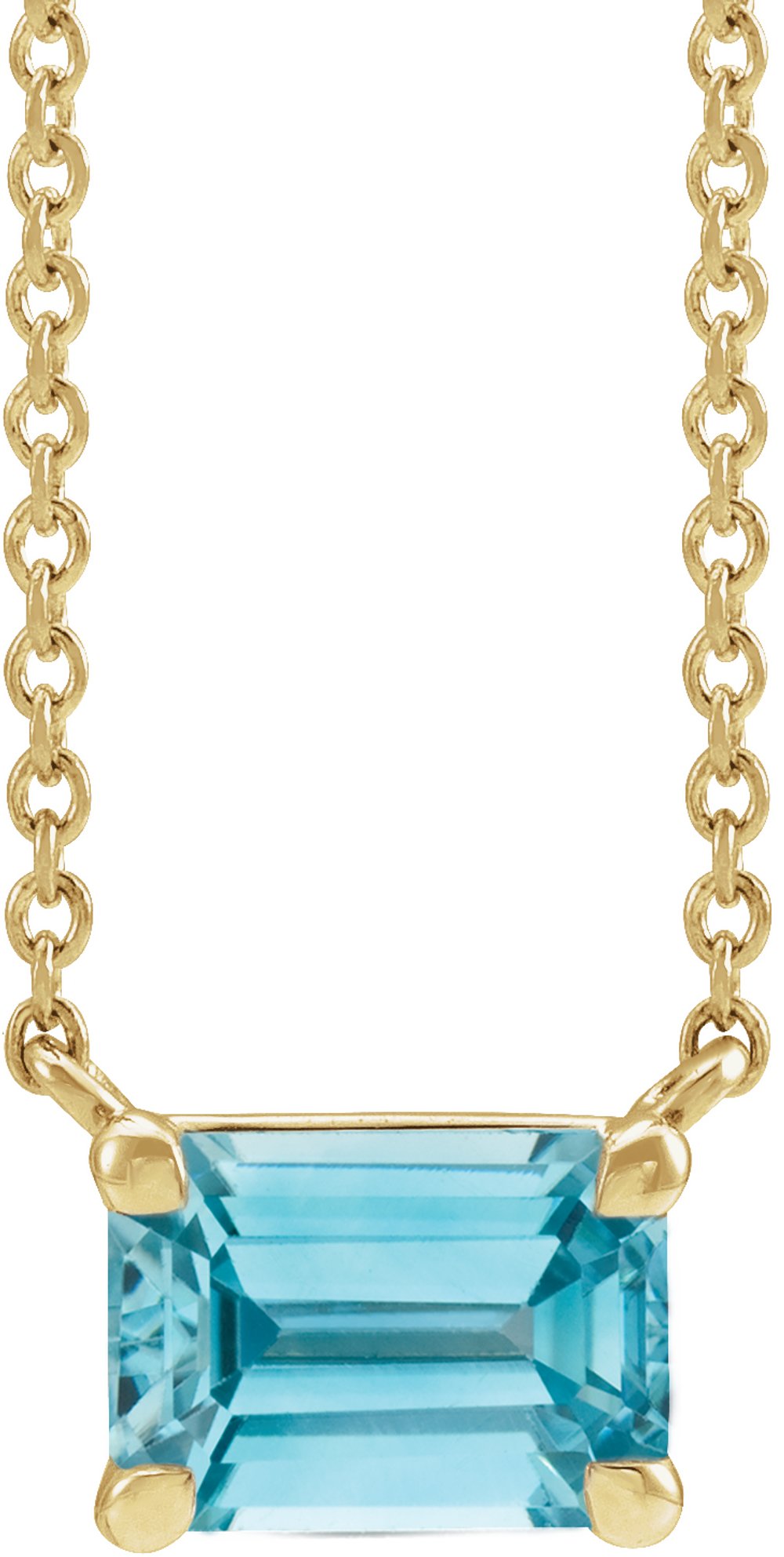 14K Yellow Gold Natural Blue Zircon 18" Necklace