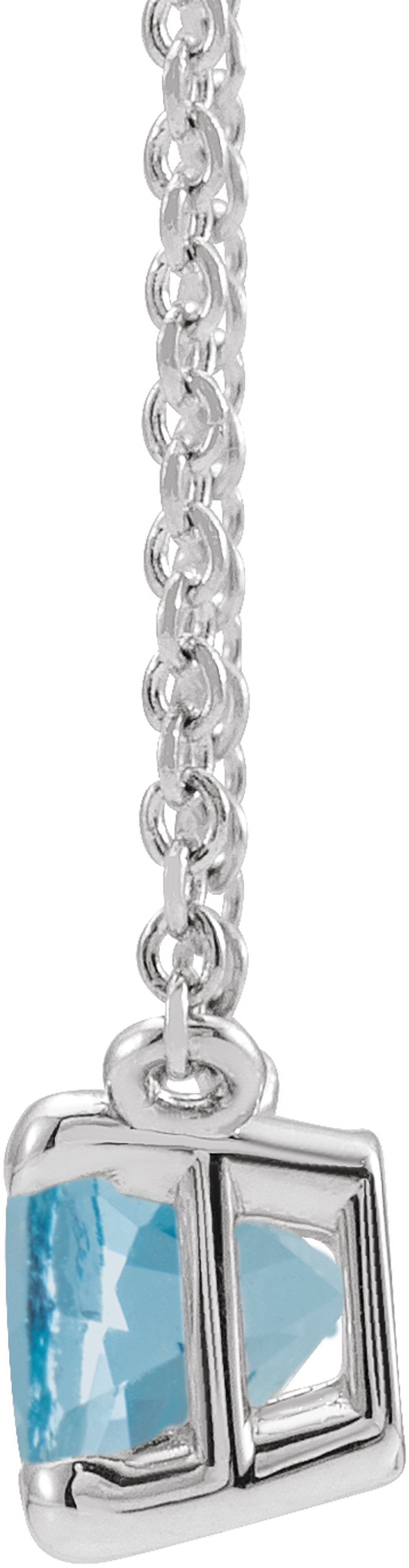 Platinum Natural Aquamarine 18" Necklace