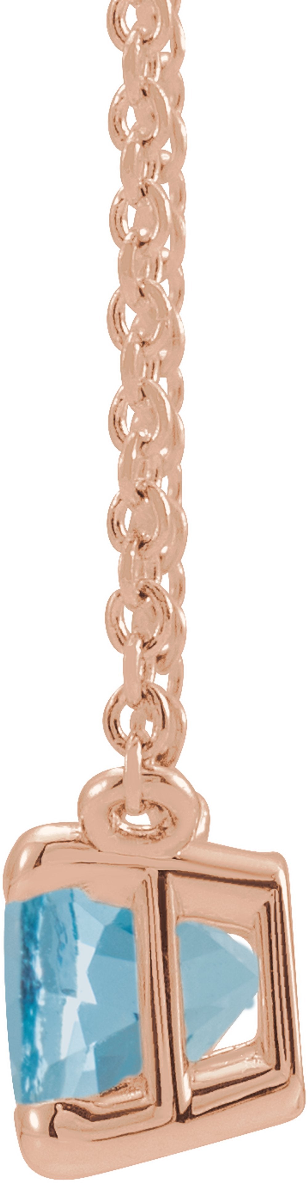 14K Rose Natural Aquamarine 18" Necklace