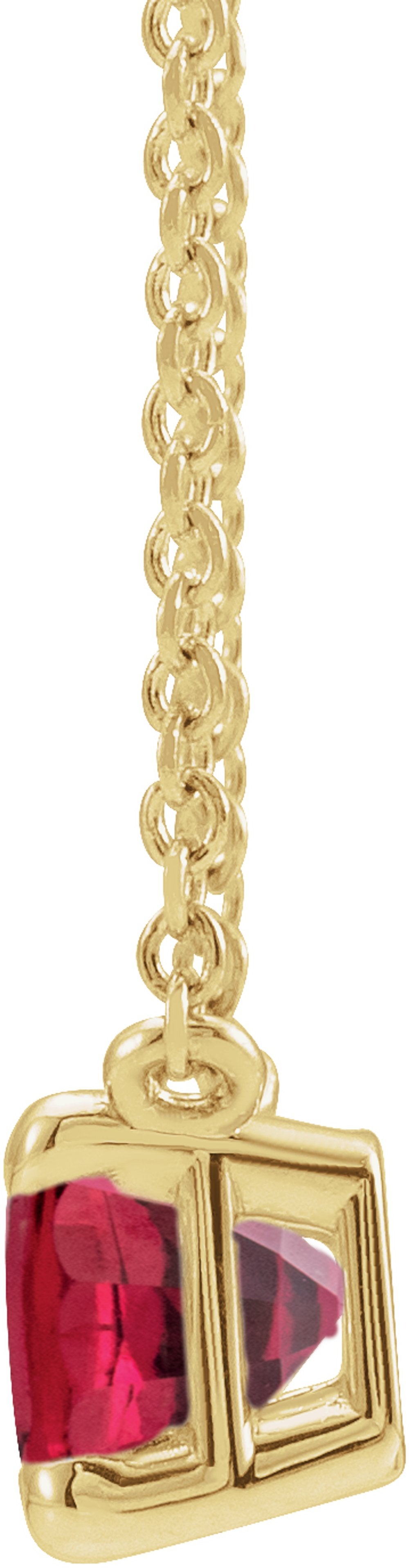 14K Yellow Gold Lab-Grown Ruby 18" Necklace