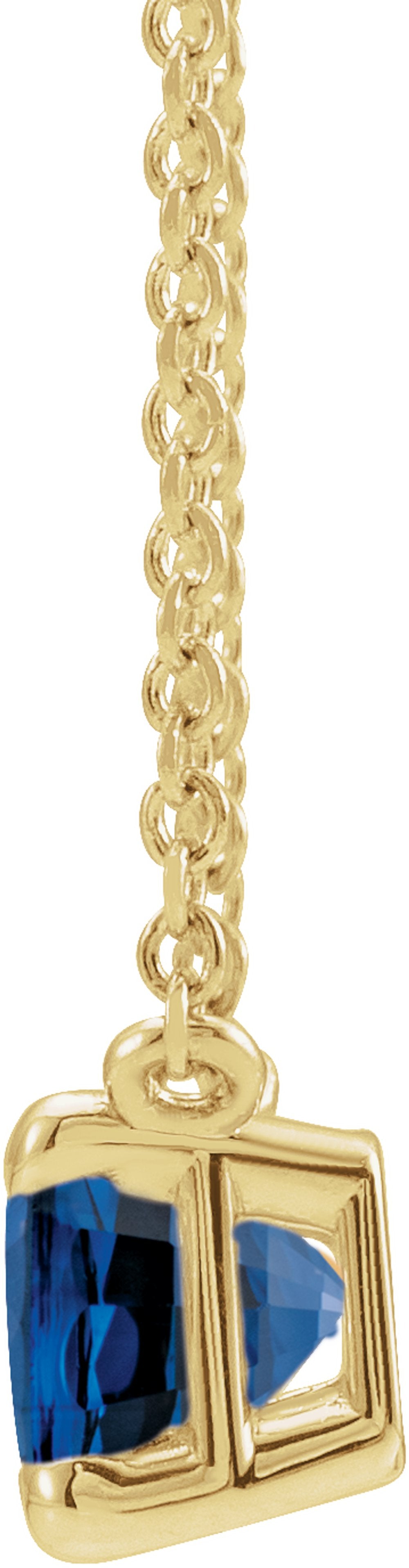 14K Yellow Gold Lab-Grown Blue Sapphire 18" Necklace