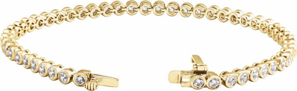14K Yellow Gold 3 1/2 CTW Lab-Grown Diamond Bezel-Set 7" Bracelet