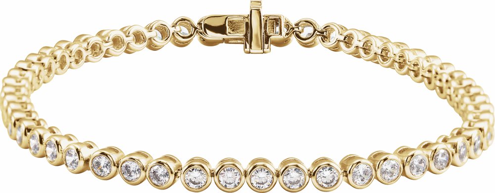 14K Yellow Gold 3 1/2 CTW Lab-Grown Diamond Bezel-Set 7" Bracelet