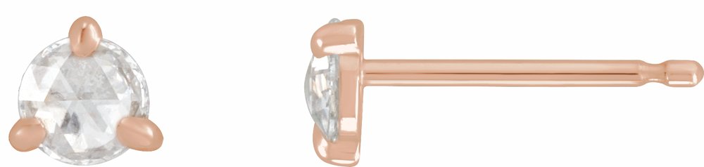 14K Rose Gold 1/8 CTW Rose-Cut Natural Diamond Stud Earrings
