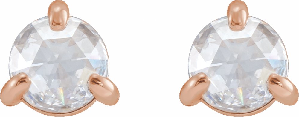 14K Rose Gold 1/8 CTW Rose-Cut Natural Diamond Stud Earrings