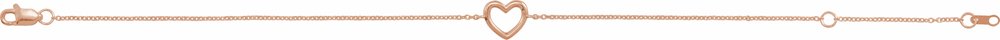 14K Rose Gold Heart 6 1/2-7 1/2" Bracelet