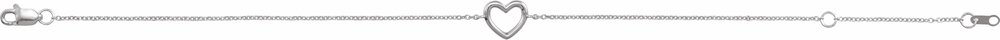 14K White Gold Heart 6 1/2-7 1/2" Bracelet