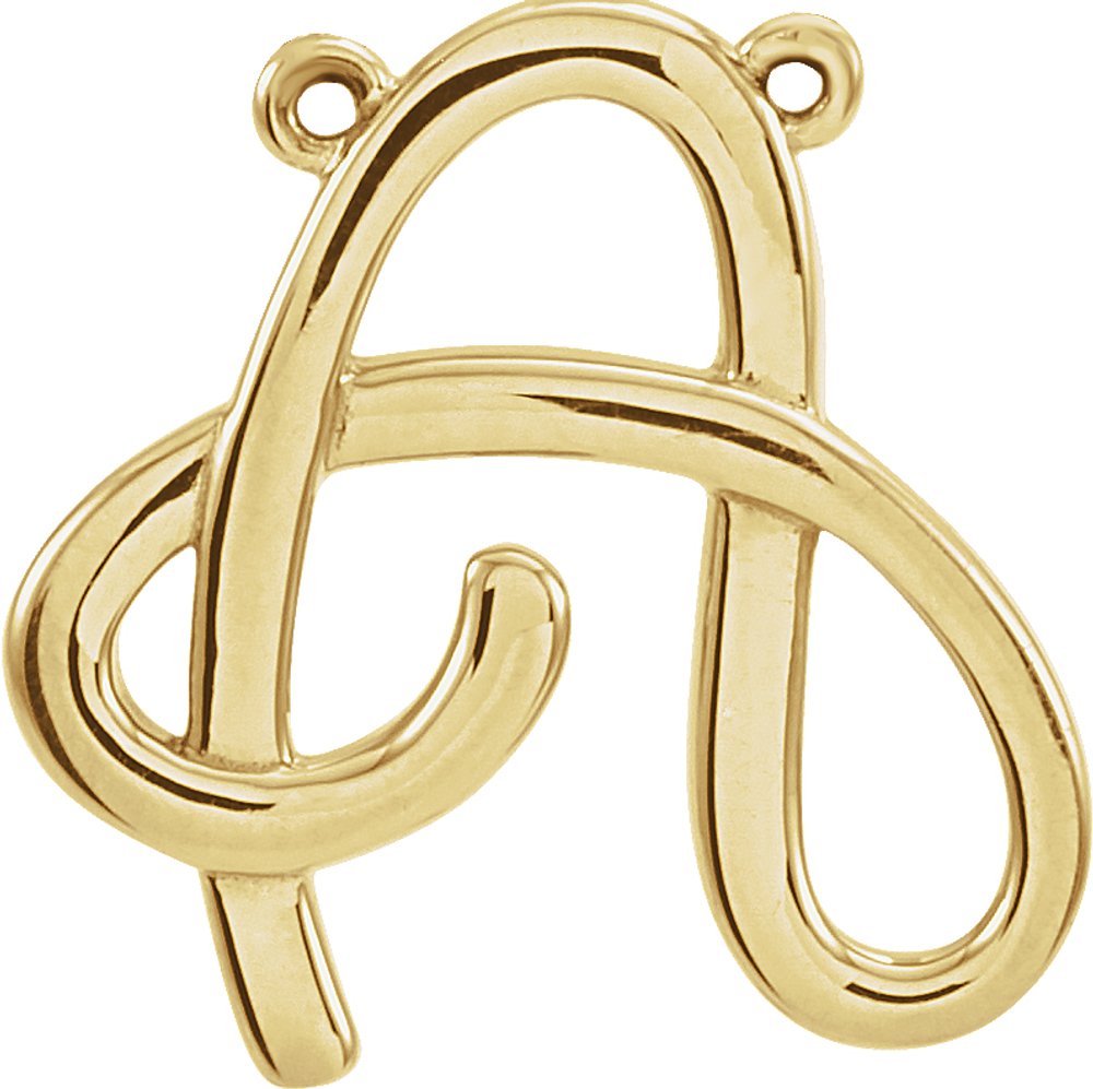 14K Yellow Gold Script Initial A Necklace Center