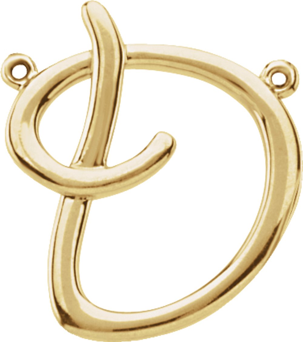 14K Yellow Gold Script Initial D Necklace Center