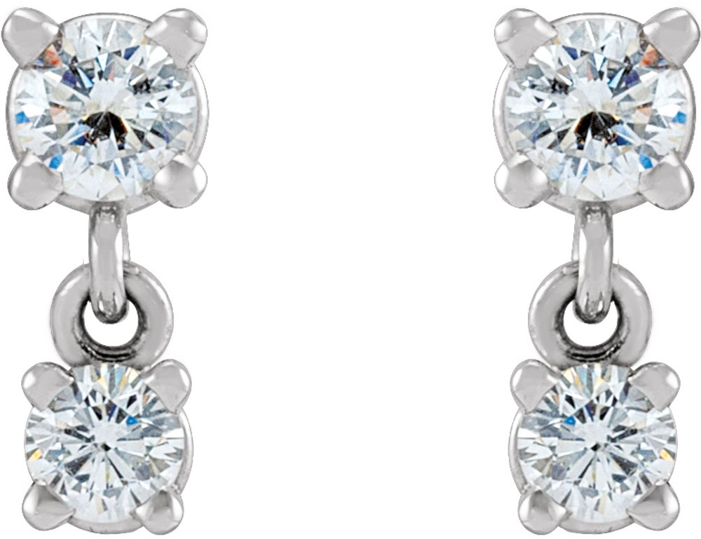 14K White 1/3 CTW Natural Diamond Two-Stone Earrings