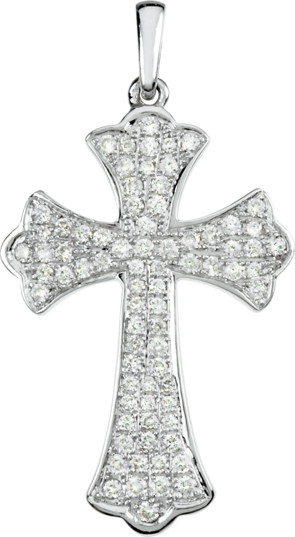 14K White 1/2 CTW Natural Diamond Micro Pavé-Style Cross Pendant