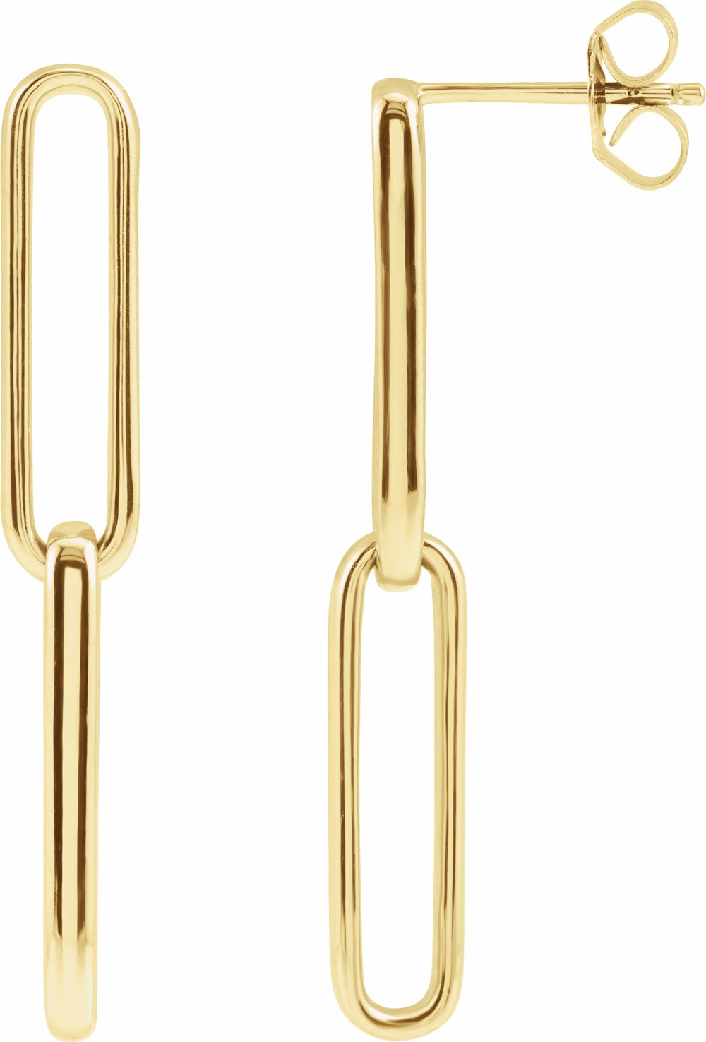 14K Yellow Gold Paperclip-Style Earrings