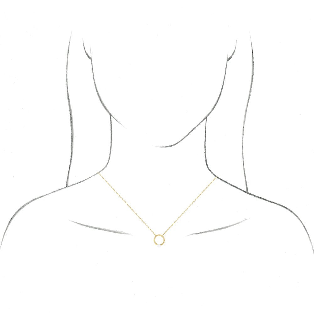 14K Yellow Gold Cultured Seed Pearl Circle 18" Necklace