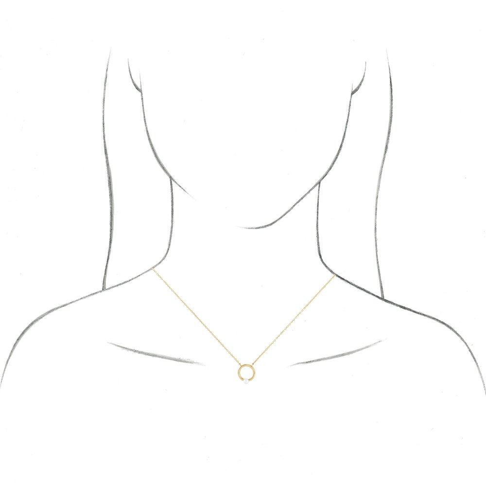 14K Yellow Gold Cultured Seed Pearl Circle 18" Necklace