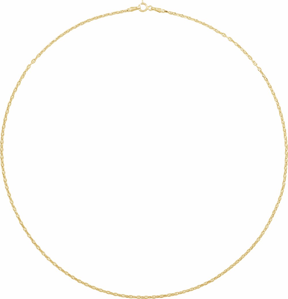 14K Yellow 1.8 mm Hollow Diamond-Cut Anchor 18" Chain