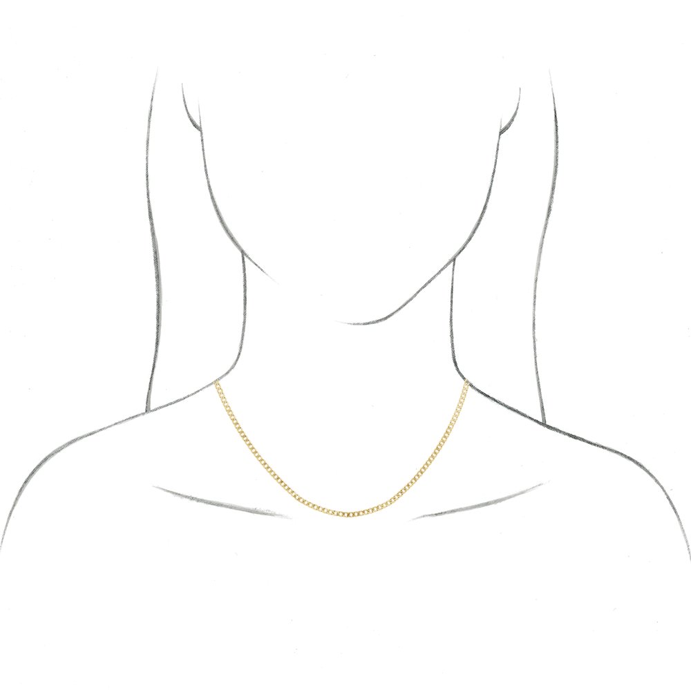 14K Yellow Gold 3 mm Curb 18" Chain