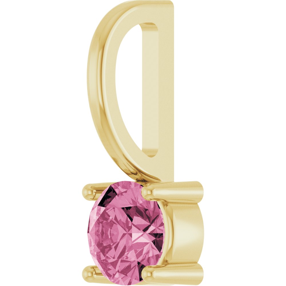 14K Yellow Imitation Pink Tourmaline Solitaire Charm/Pendant