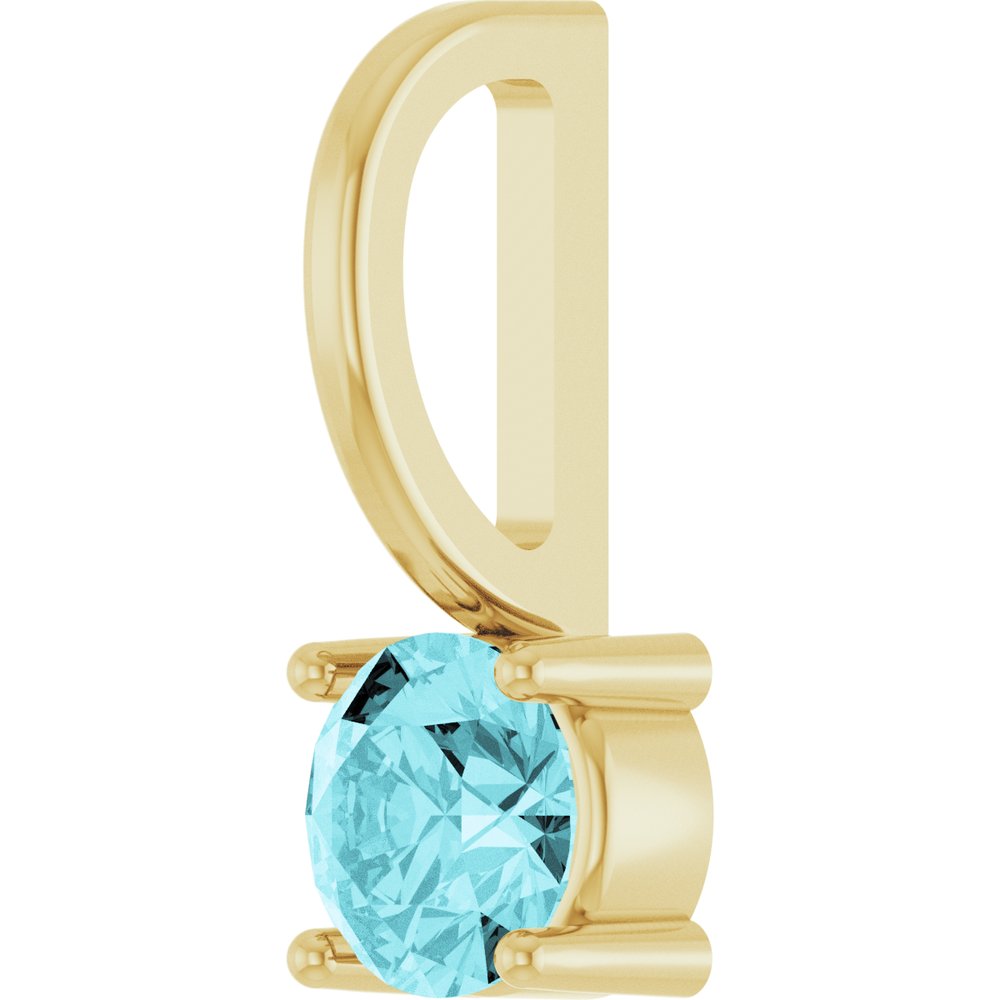 14K Yellow Gold Imitation Blue Zircon Solitaire Charm/Pendant