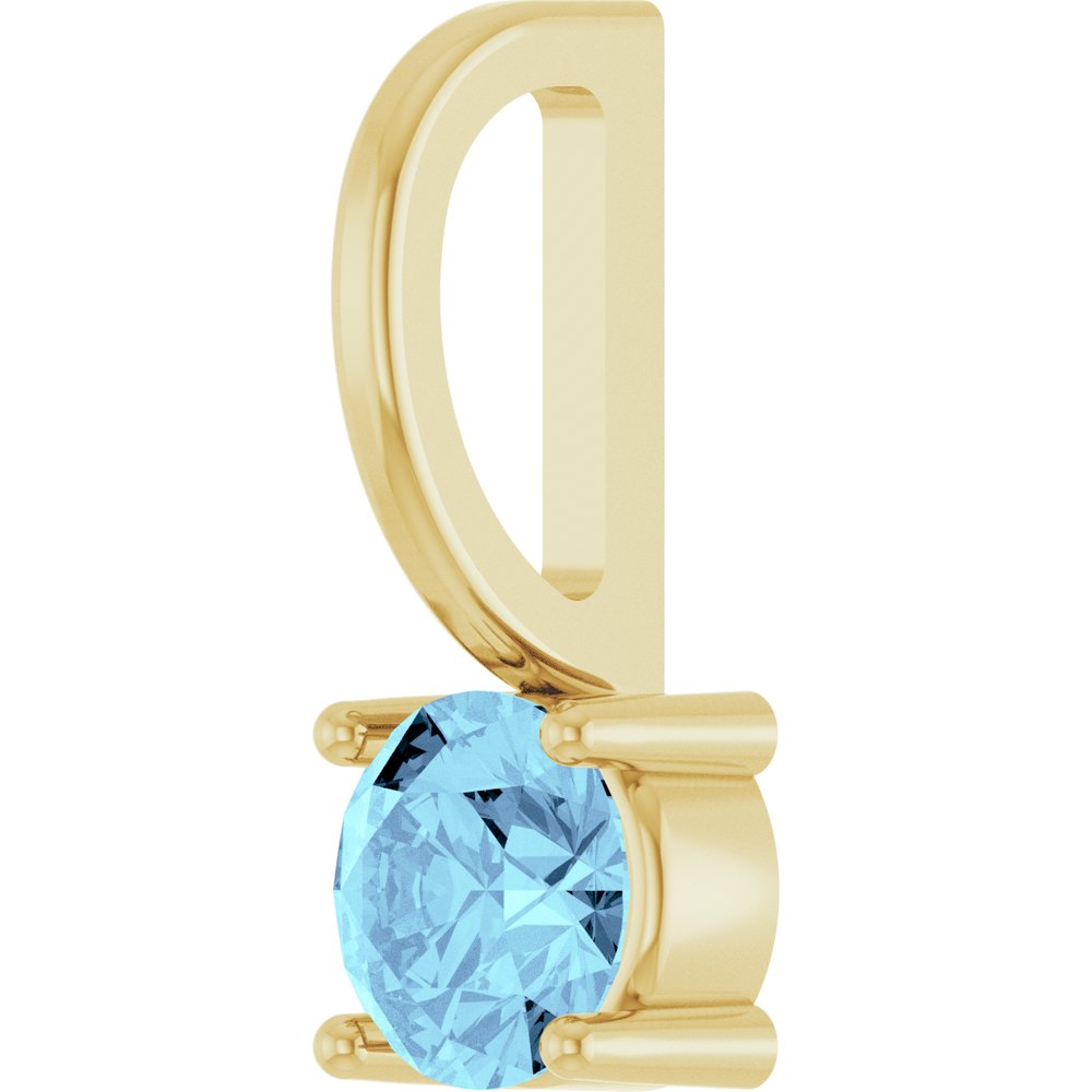 14K Yellow Gold Imitation Aquamarine Solitaire Charm/Pendant