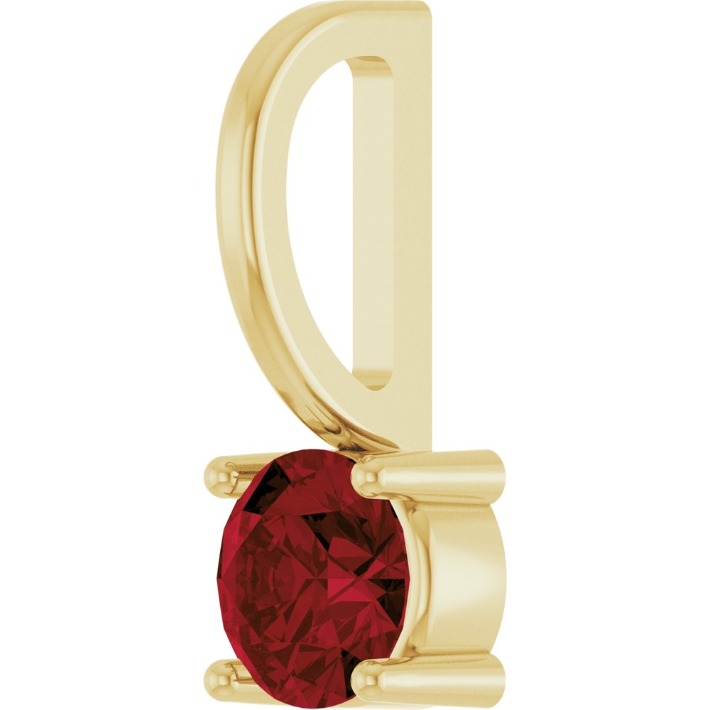 14K Yellow Gold Imitation Mozambique Garnet Solitaire Charm/Pendant
