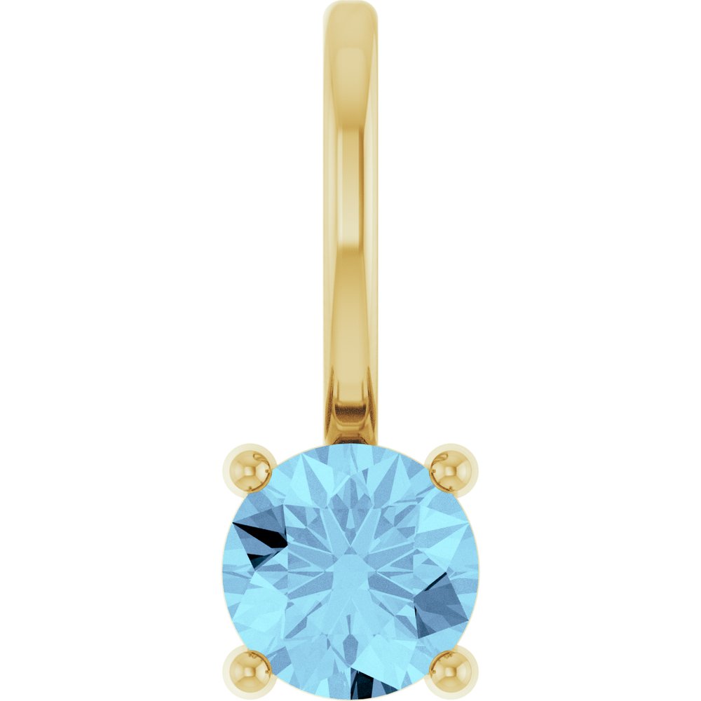 14K Yellow Gold Imitation Aquamarine Solitaire Charm/Pendant
