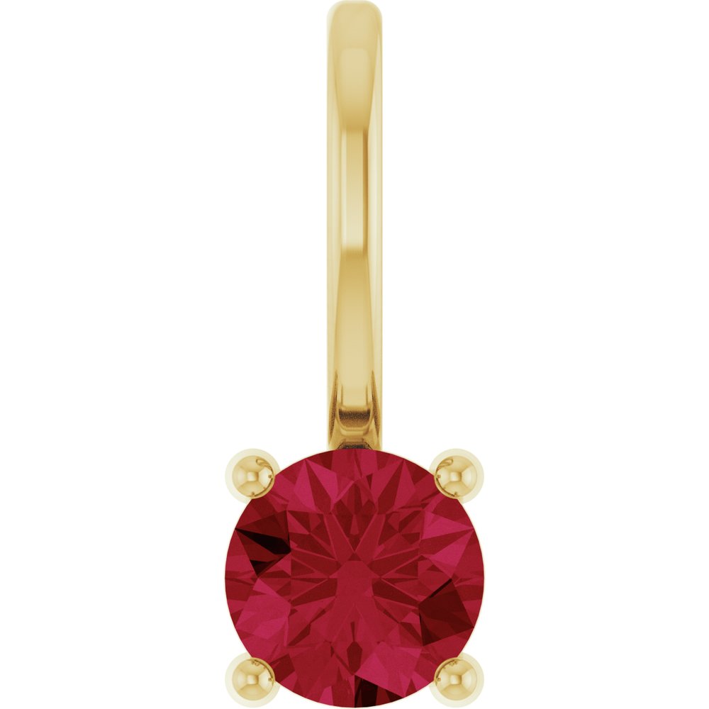 14K Yellow Gold Imitation Ruby Solitaire Charm/Pendant