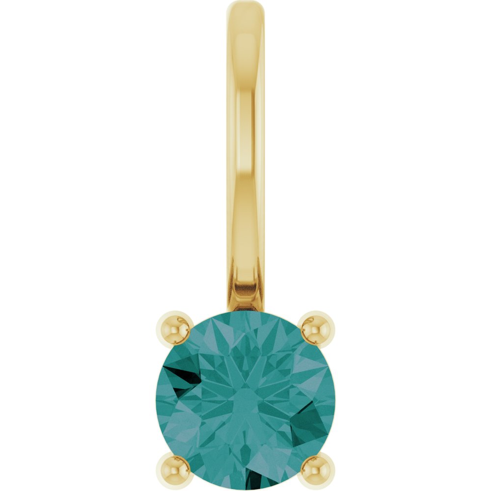14K Yellow Gold Imitation Alexandrite Solitaire Charm/Pendant