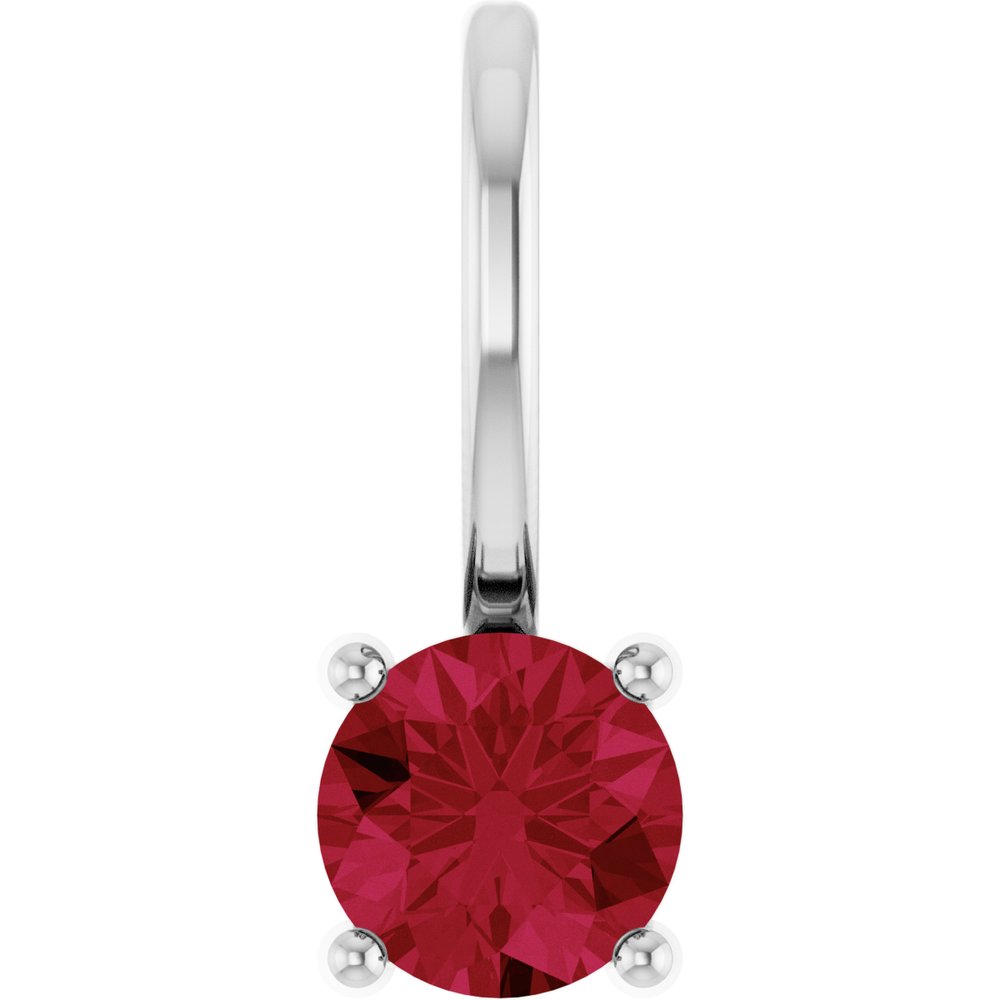 14K White Gold Lab-Grown Ruby Solitaire Charm/Pendant
