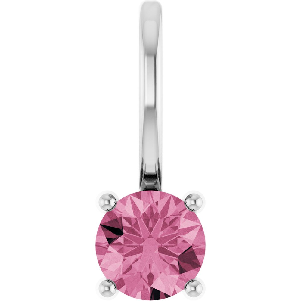 14K White Gold Imitation Pink Tourmaline Solitaire Charm/Pendant