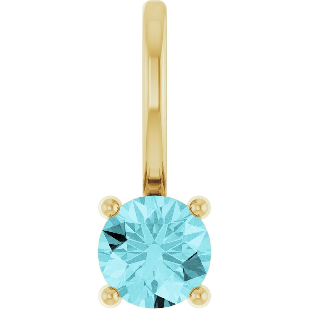 14K Yellow Gold Imitation Blue Zircon Solitaire Charm/Pendant